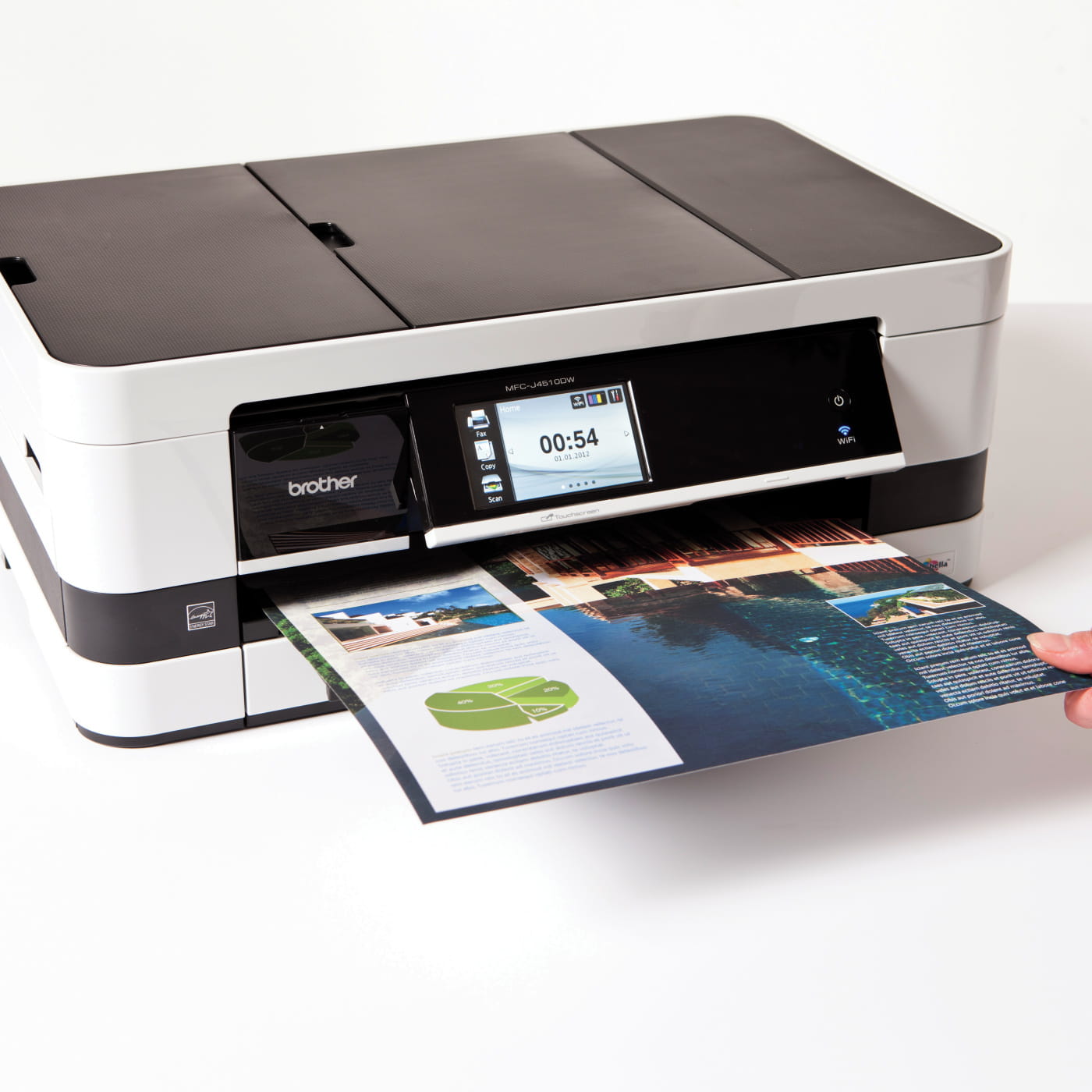 Brother MFC-J4510DW printer printing a colour page