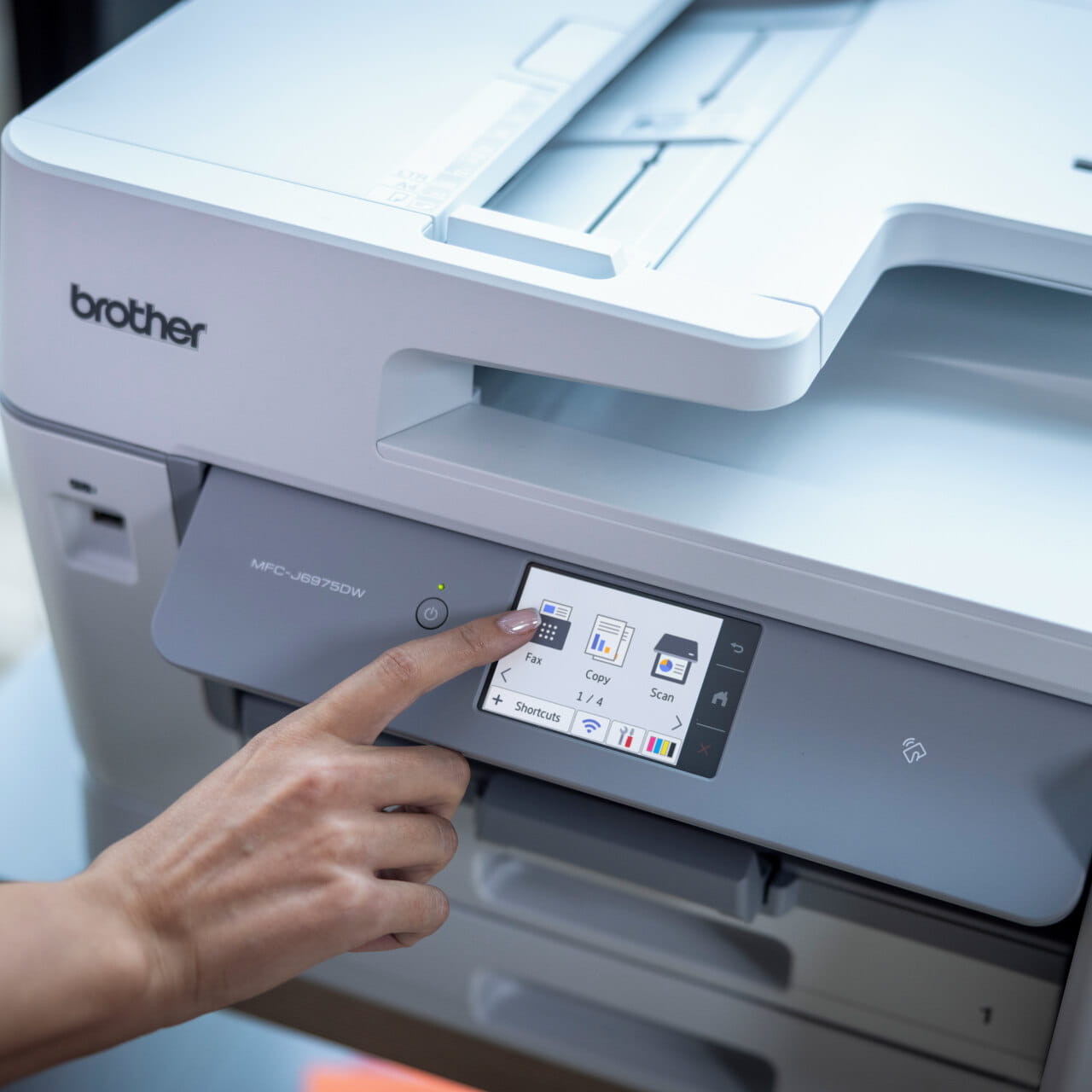 Brother MFC-J6975DW Inkjet Printer navigating menu via touchscreen