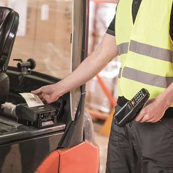 portable printer rj-4 series mounted in warehouse