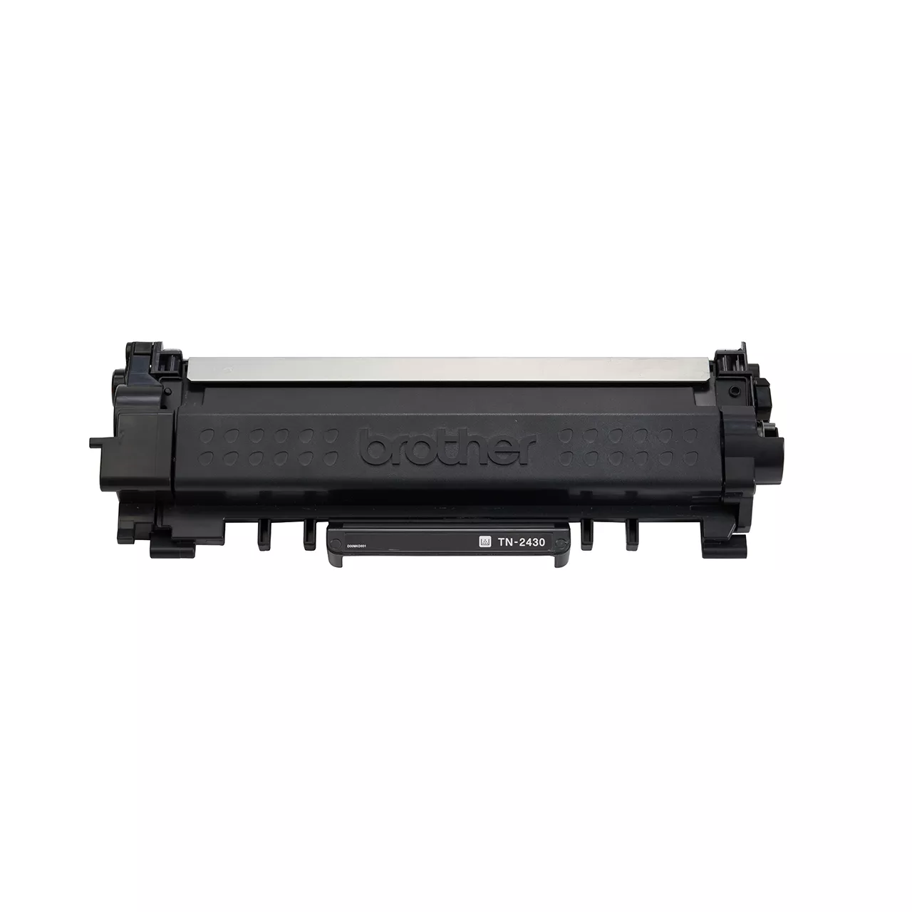 black standard yield toner cartridge tn2430 out of carton facing forward.