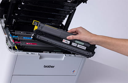hand loading colour toner into printer