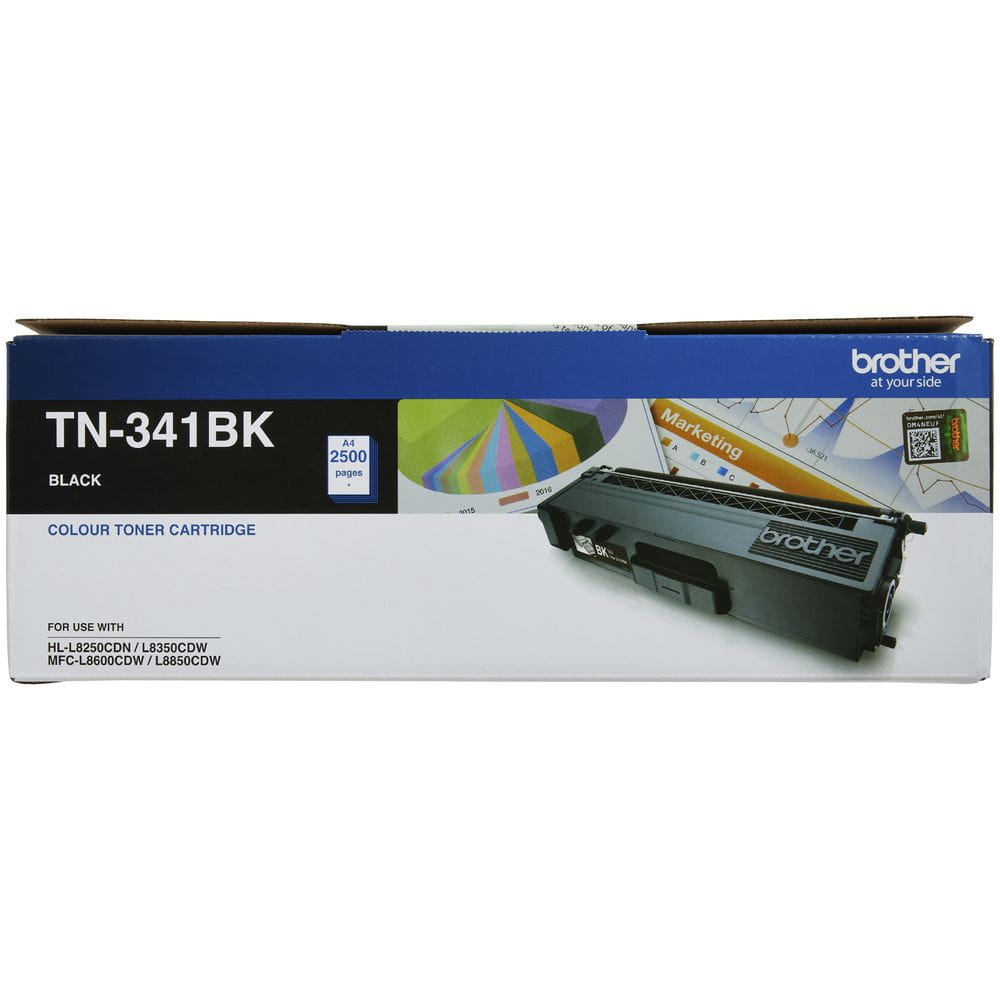 black toner TN341bk carton facing forward