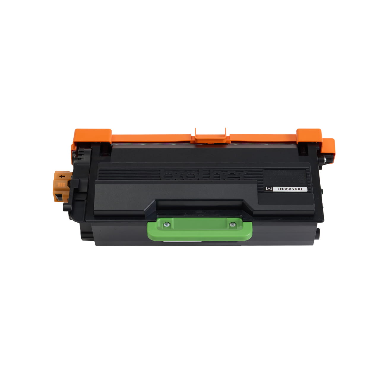 black super high yield toner cartridge tn3605xxl out of carton facing forward.