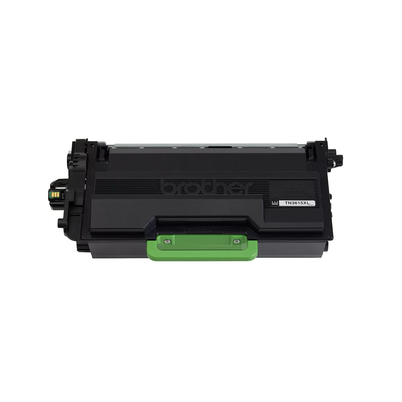 black max yield toner cartridge tn3615xl out of carton facing forward.
