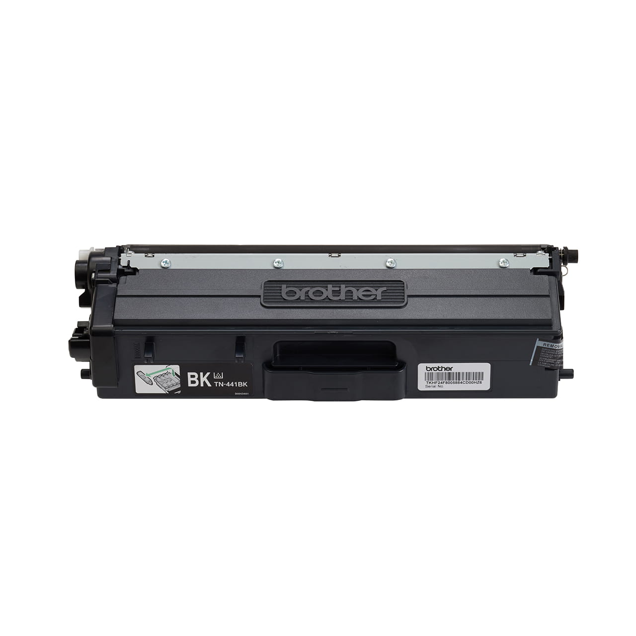 black standard yield toner cartridge tn441 out of carton facing forward.