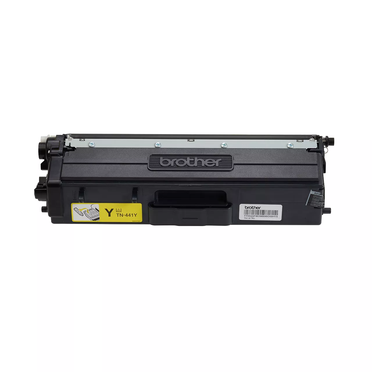 yellow standard yield toner cartridge tn441 out of carton facing forward.