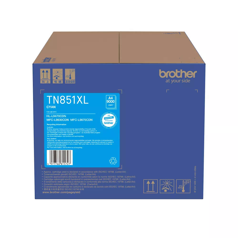 cyan high yield toner cartridge tn851xlc carton