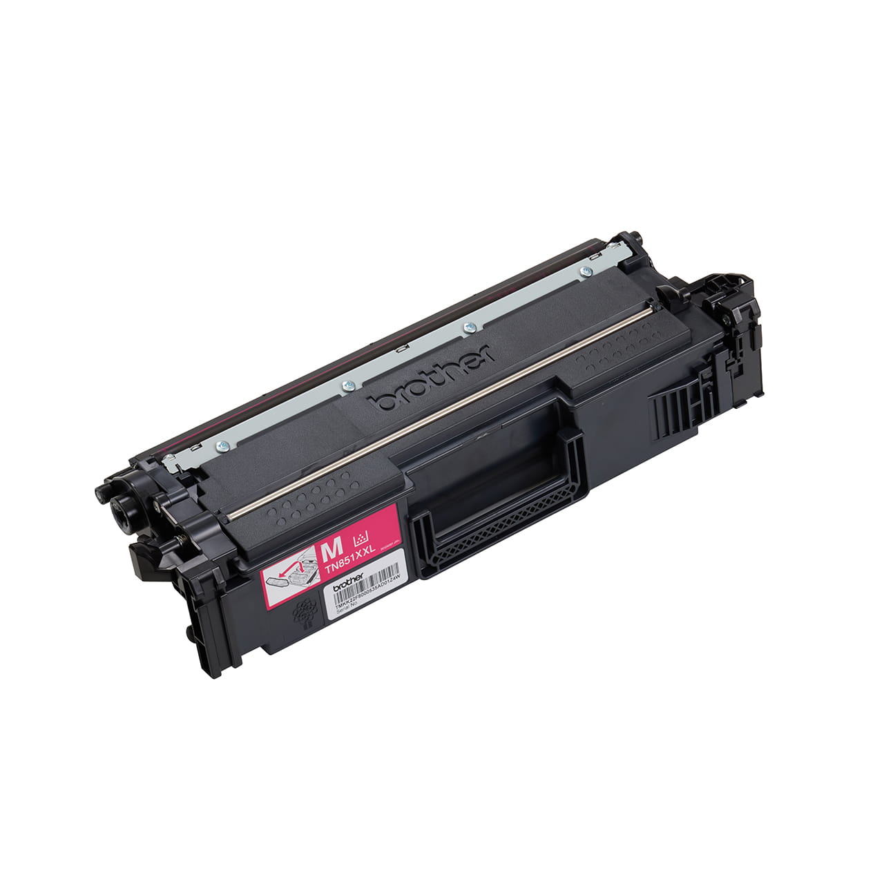 magenta super high yield toner cartridge tn851xxl out of carton facing right.