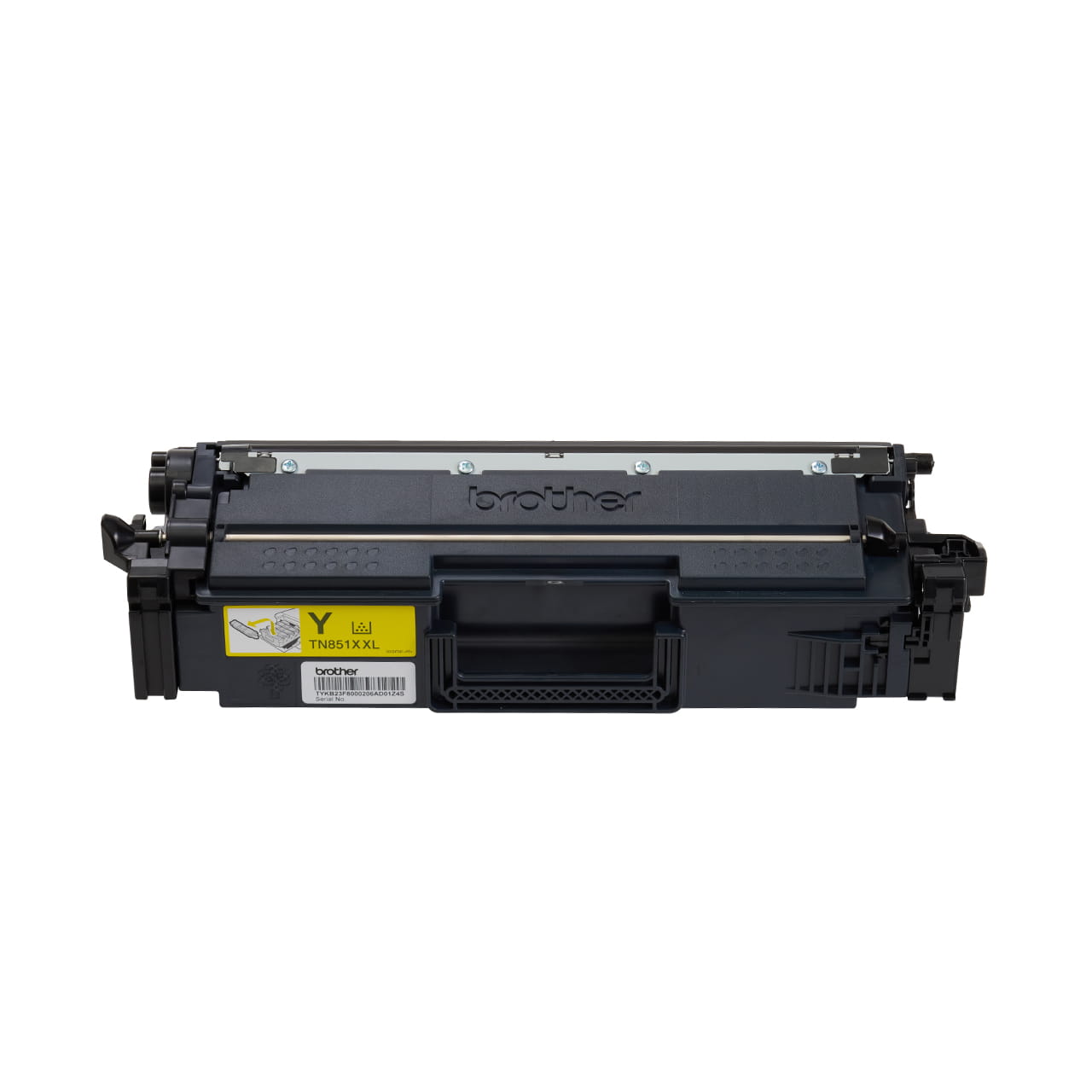 yellow super high yield toner cartridge tn851xxl out of carton facing forward.