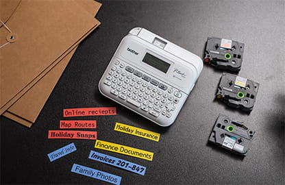 p-touch with labels and tape cartridges