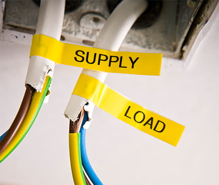 label tapes on wires and cables