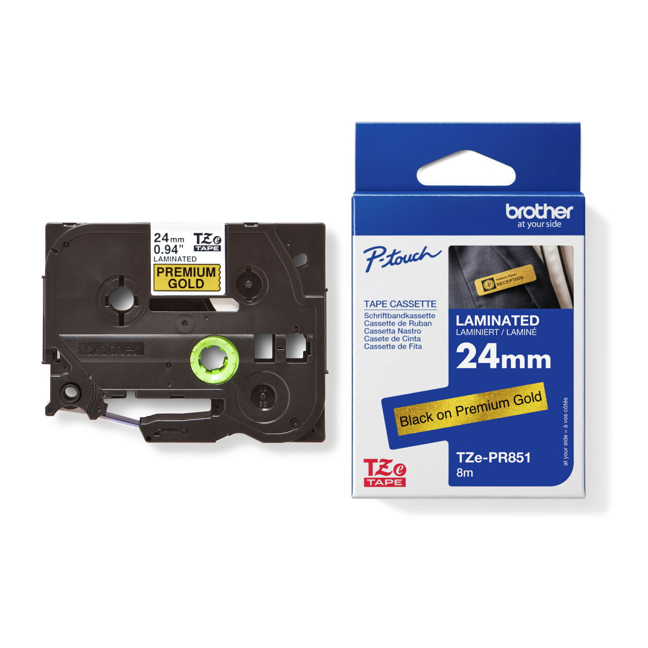 TZe-PR851 Black on Premium Gold Tape | Brother Australia