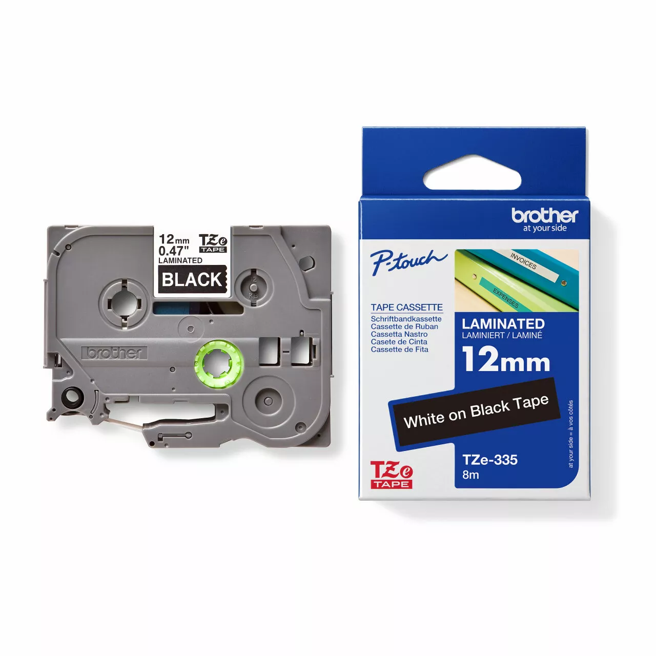 TZe-335 Cassette next to carton 