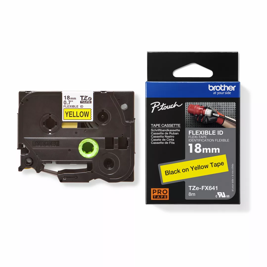 Brother Genuine TZe-FX641 - 18mm Black on Yellow Tape
