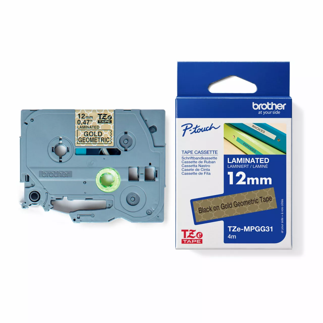 Brother Genuine TZe-MPGG31 - Cassette next to Carton