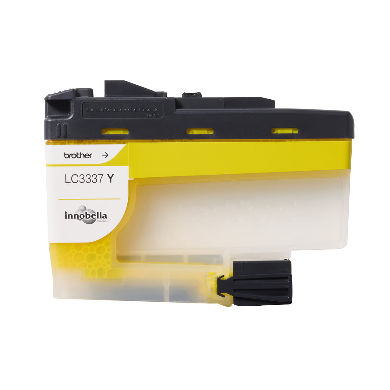 Yellow high yield ink cartridge LC3337Y open facing front