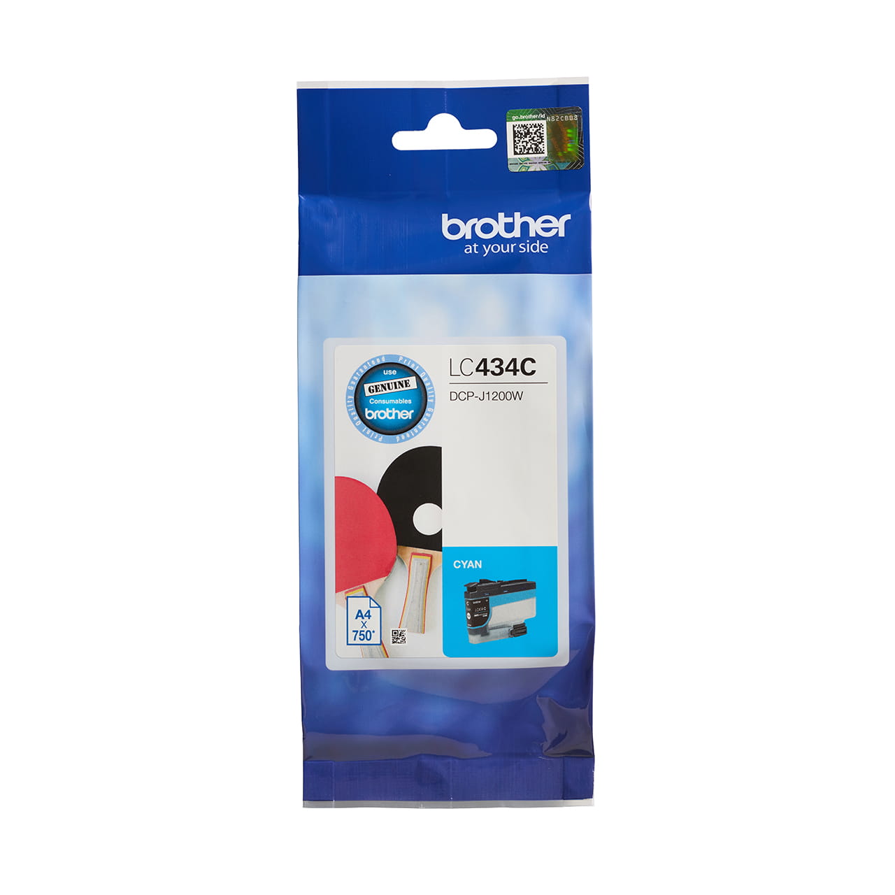 Cyan standard yield ink cartridge LC434C package facing forward