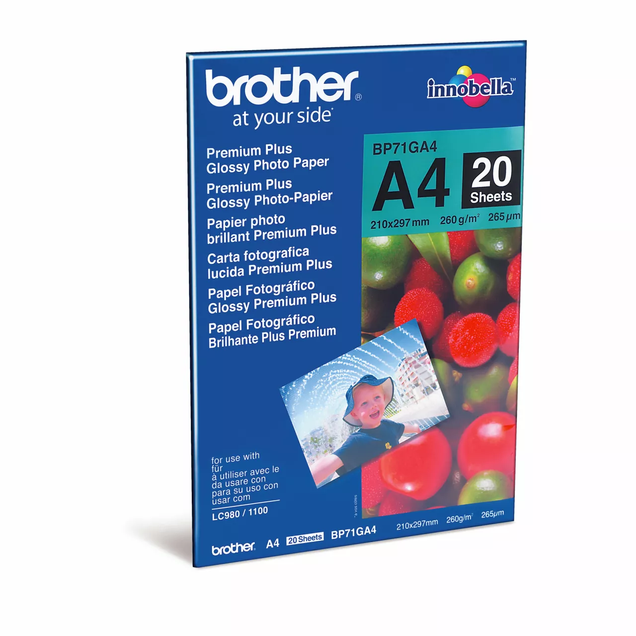brother a4 glossy photo paper bp71ga4 - facing right