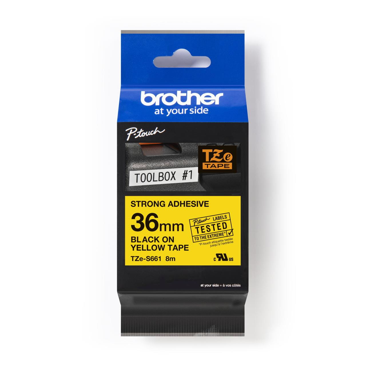 TZe-S661 Extra Strong Adhesive Tape (Black on Yellow) | Brother