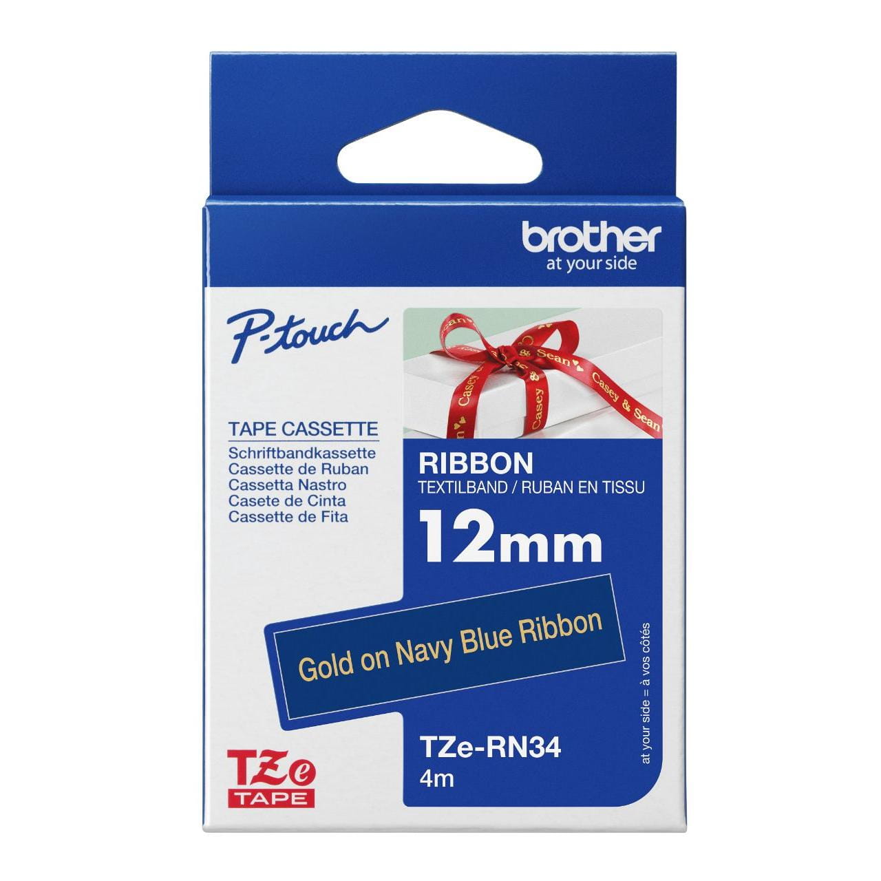 TZe-RN34 Ribbon Tape (Gold on Navy Blue) | Brother Australia