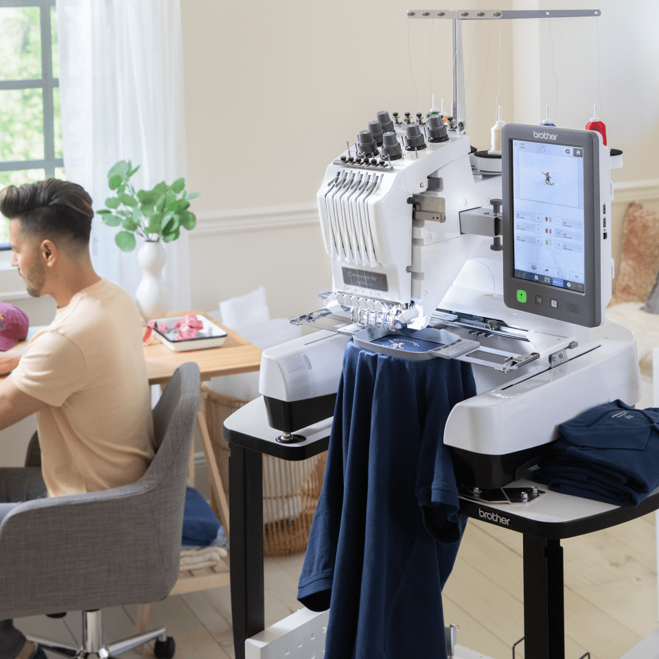 pr680w multi-needle embroidery design on polo shirt