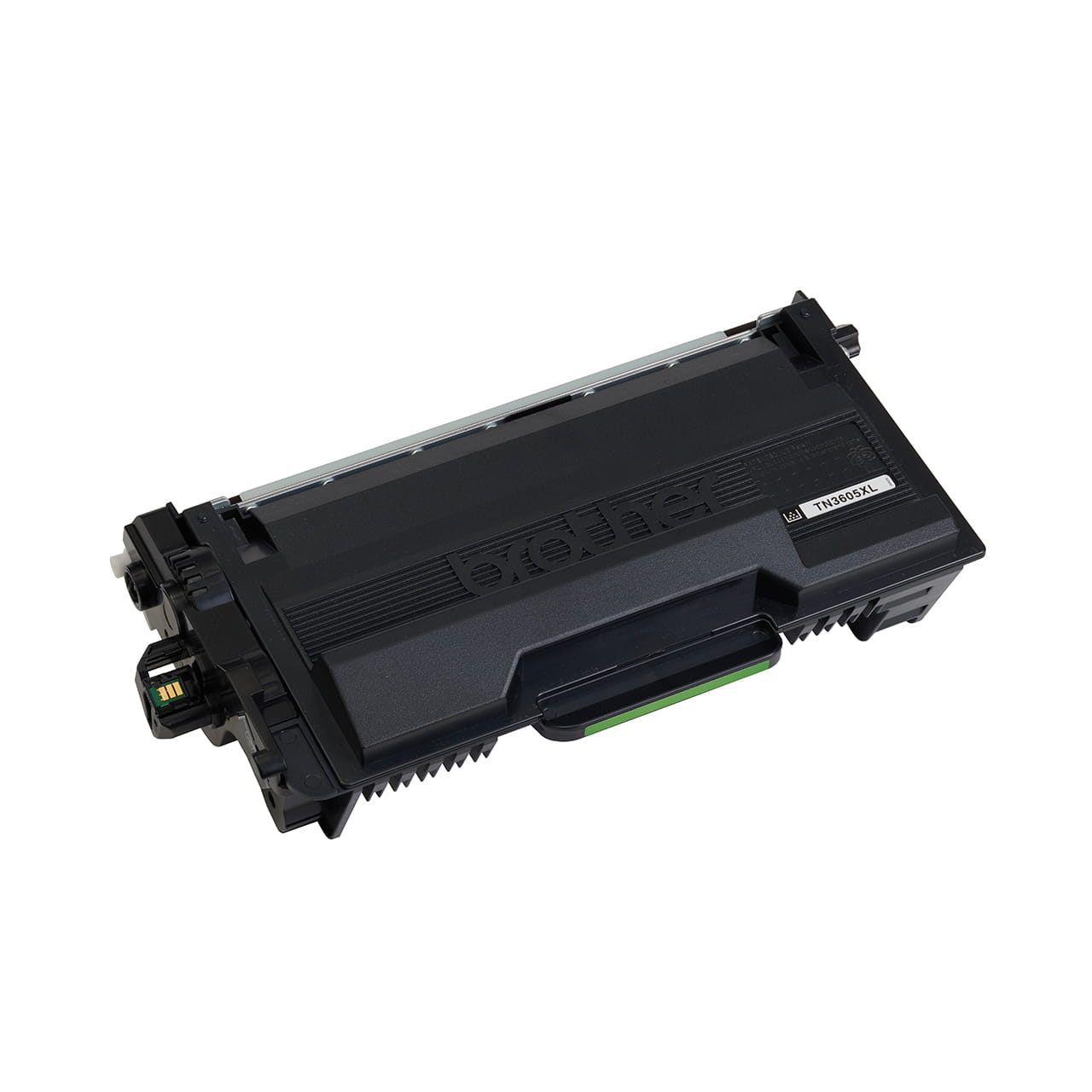 black high yield toner cartridge tn3605xl out of carton facing right.