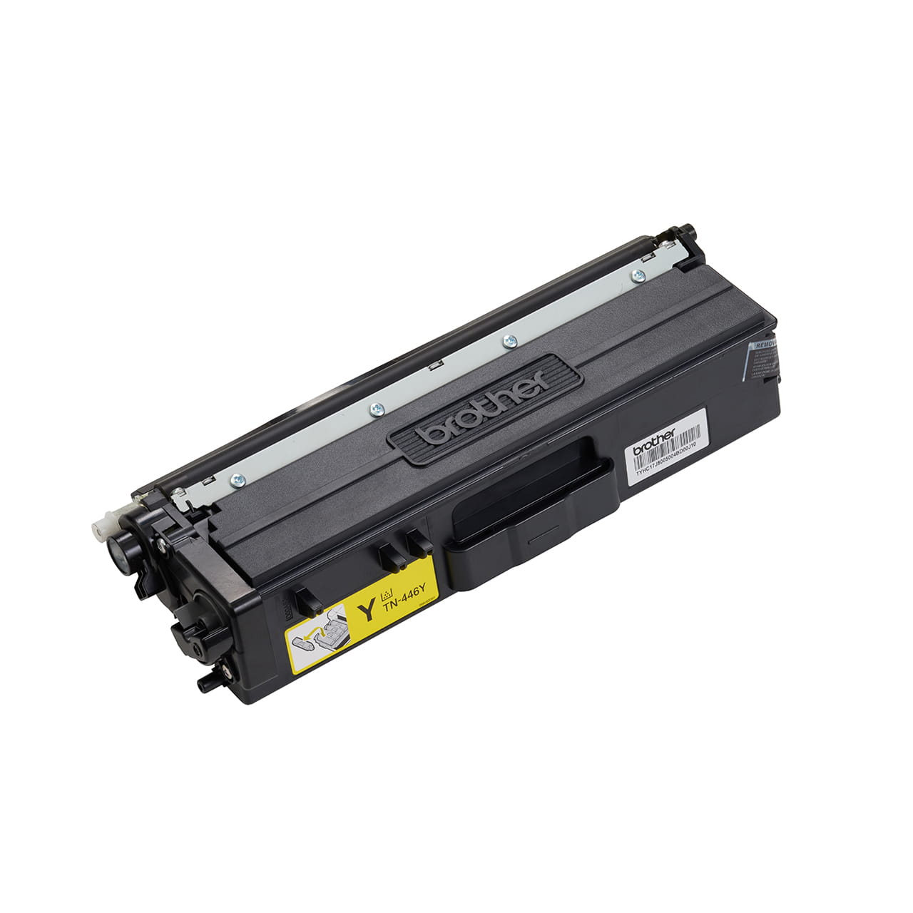 yellow super high yield toner cartridge tn446 out of carton facing right.