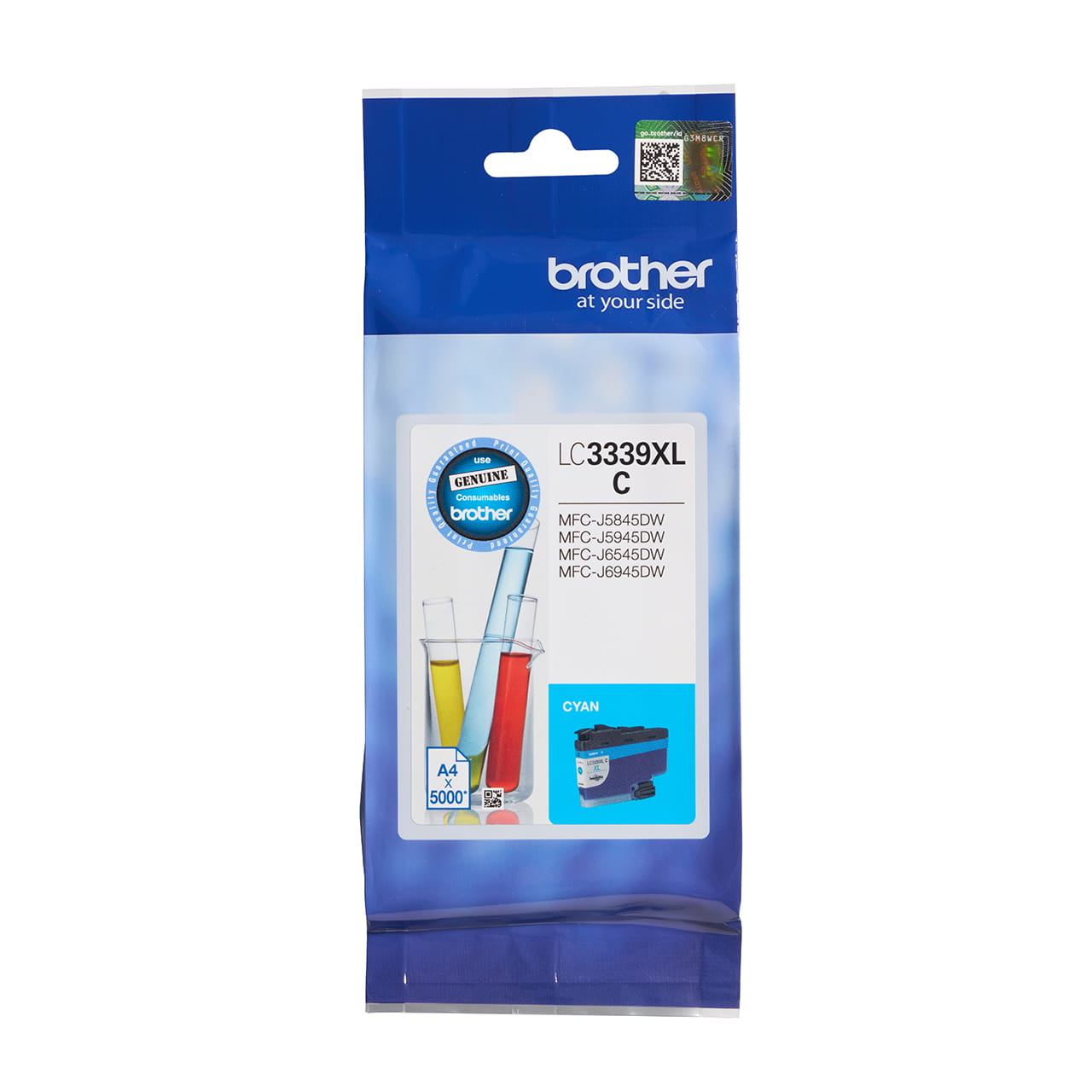 Cyan super high yield ink cartridge LC3339XLC package facing front