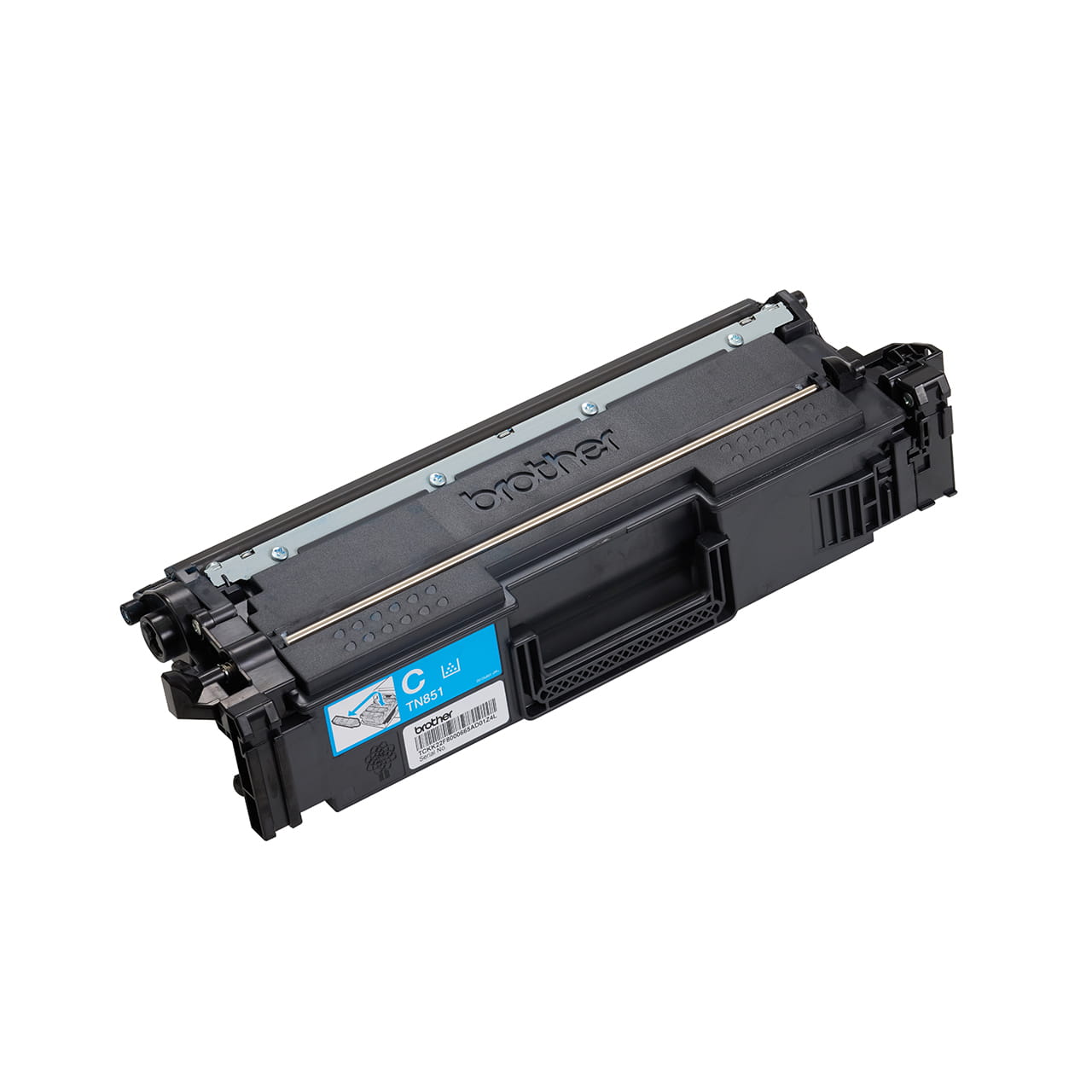 cyan standard yield toner cartridge tn851 out of carton facing right.