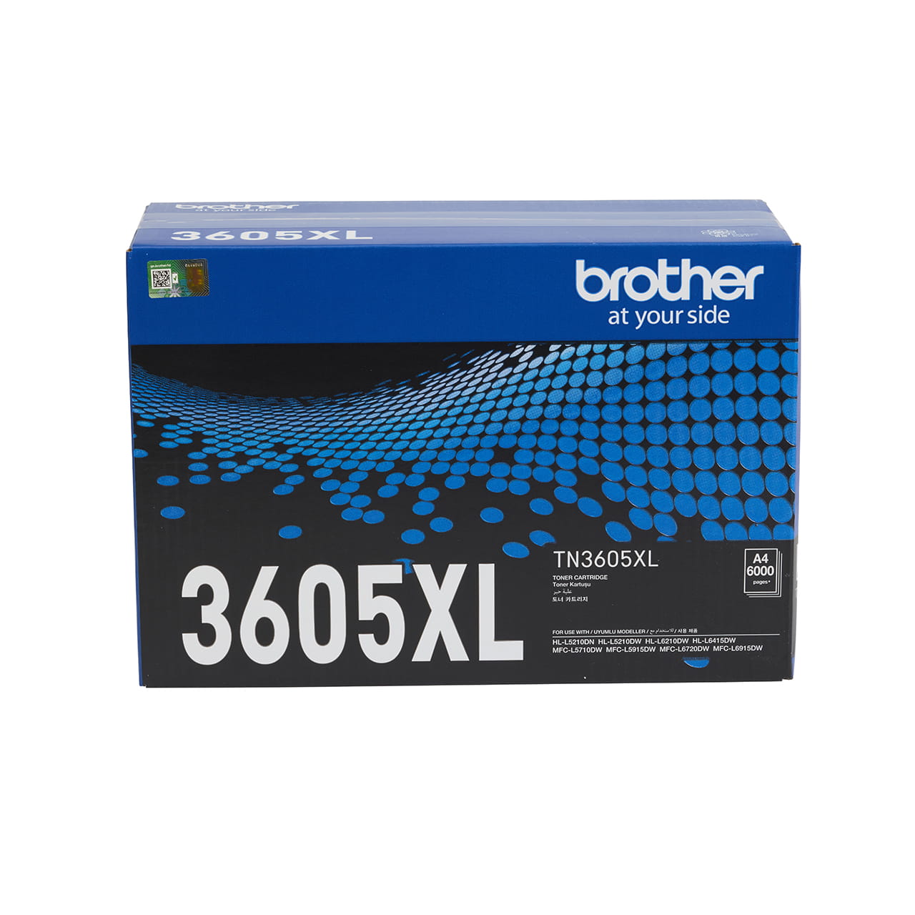black high yield toner cartridge tn3605xl carton.