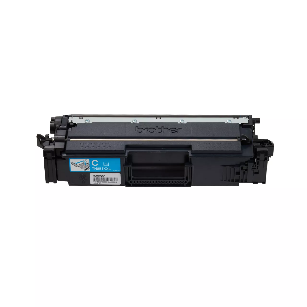 cyan super high yield toner cartridge tn851xxl out of carton facing forward.