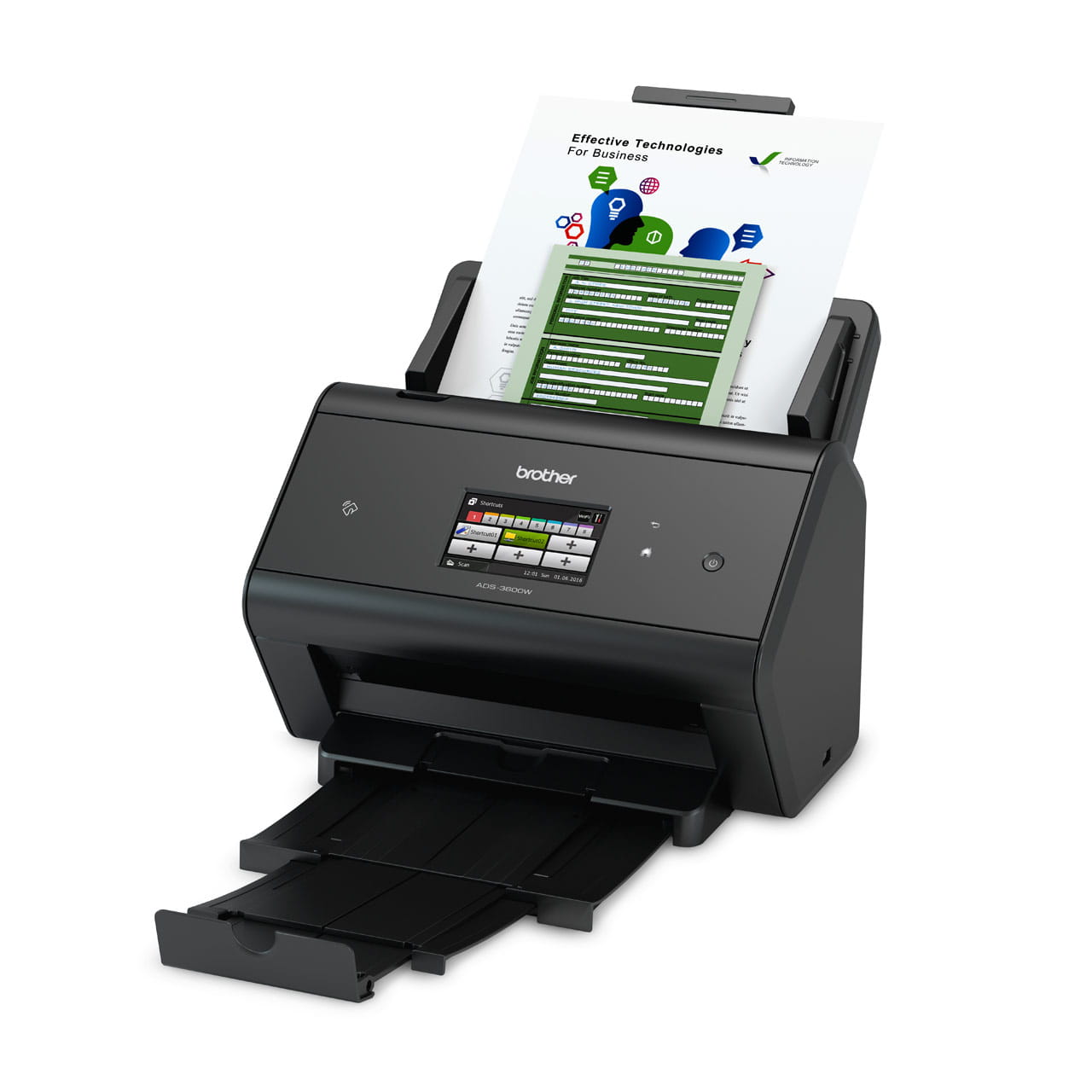 Brother ADS-3600W High-Speed Wired & Wireless Network Document Scanner – left-side view