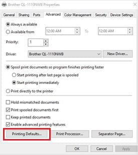 brother label printer properties 1
